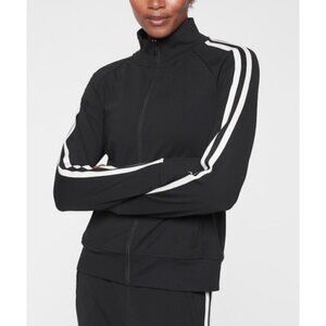 Athleta Circa Track Jacket‎ Black White Full Zip XS